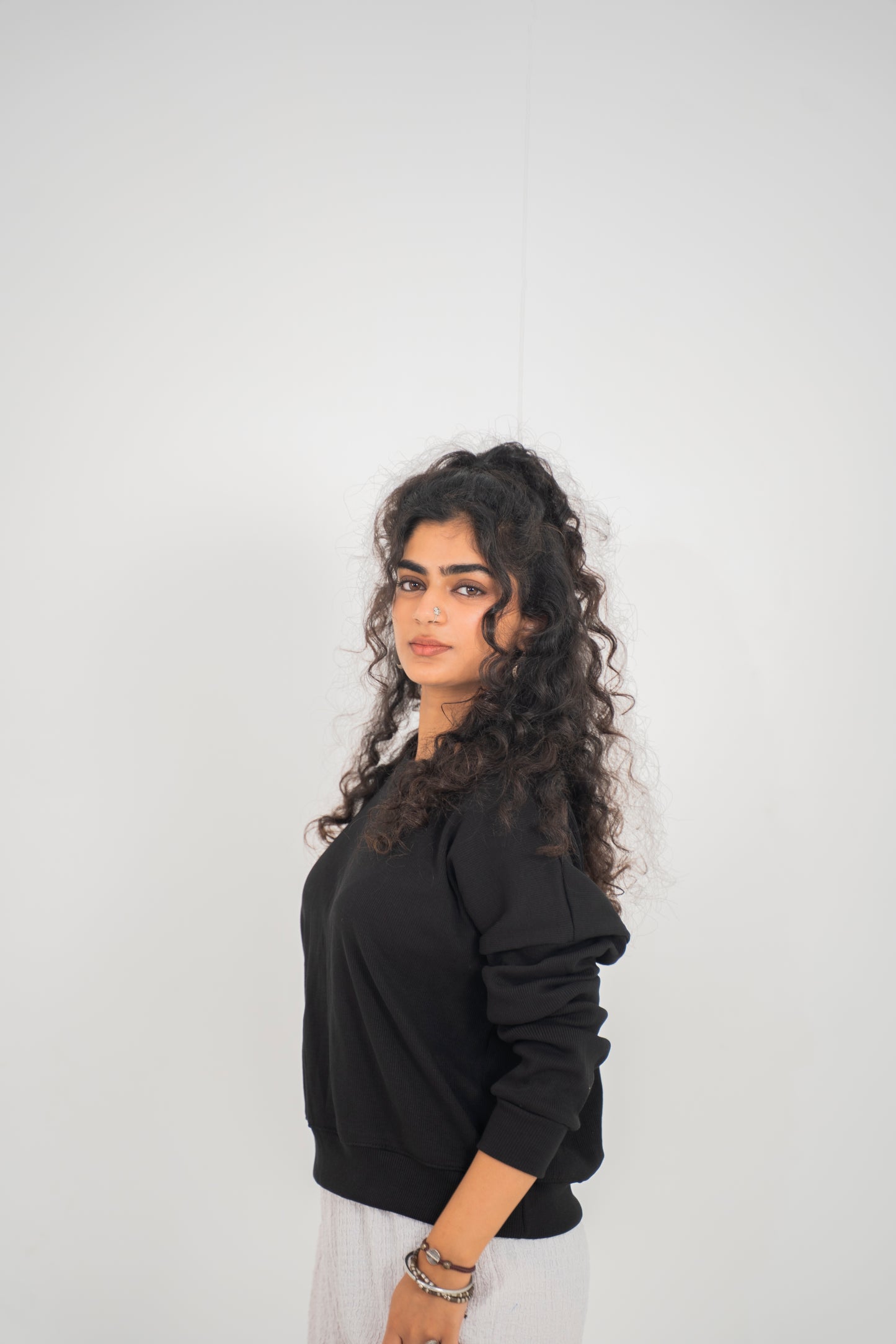 Drop shoulder black sweater