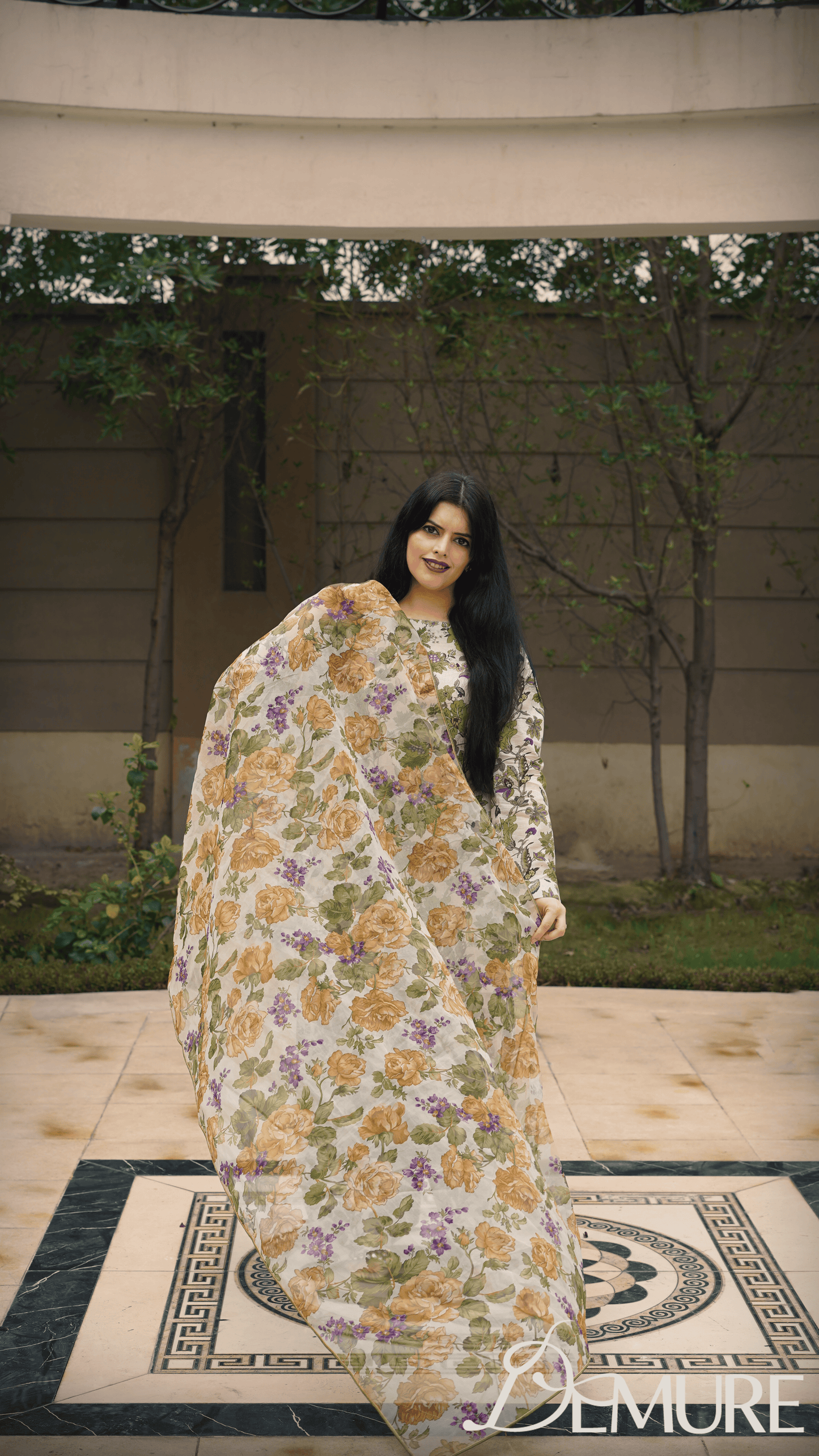 Beige Floral Farshi 3pc Set