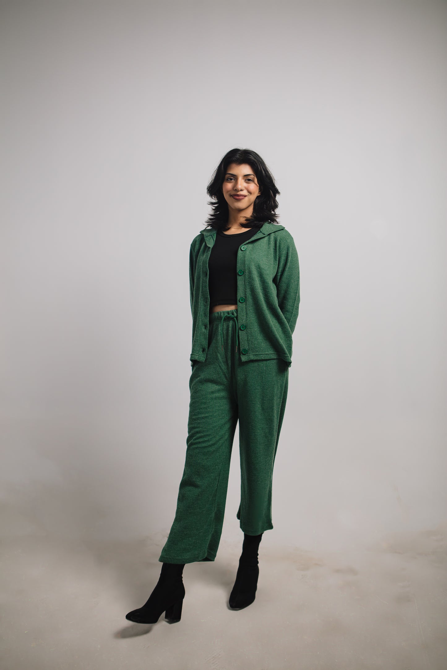 Emerald Weave Ribbed Coord Set