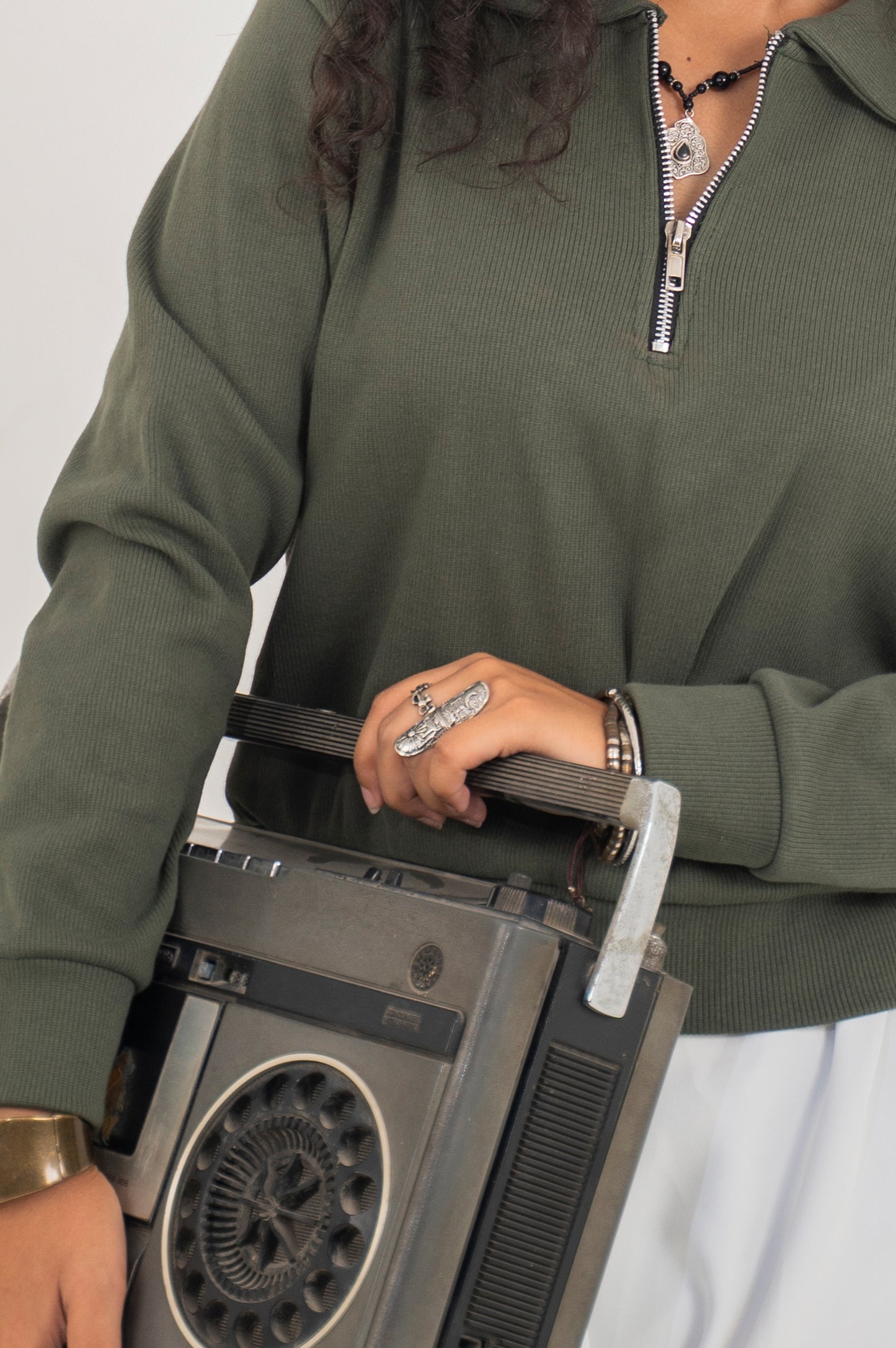 Olive ribbed sweater