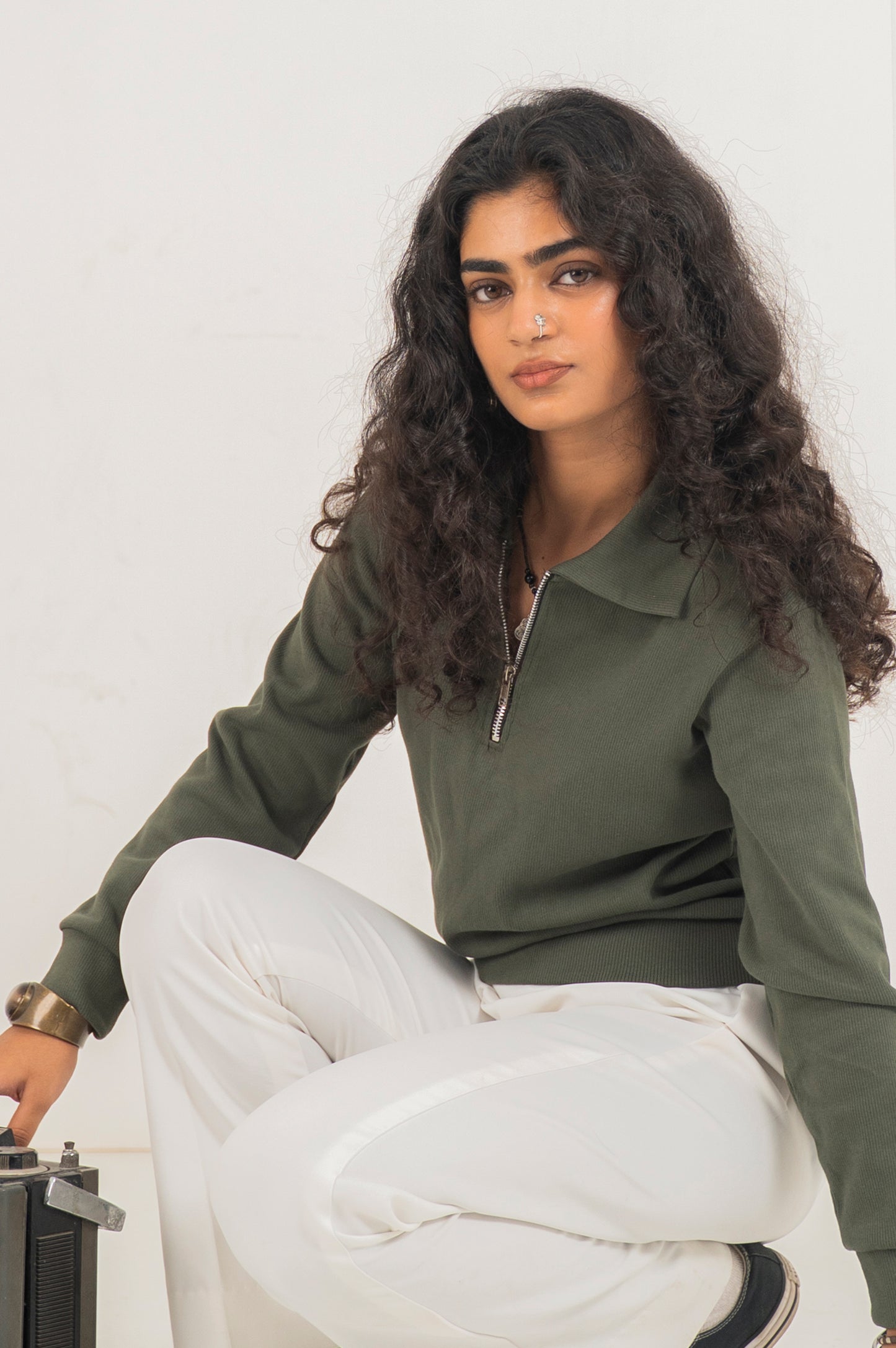 Olive ribbed sweater