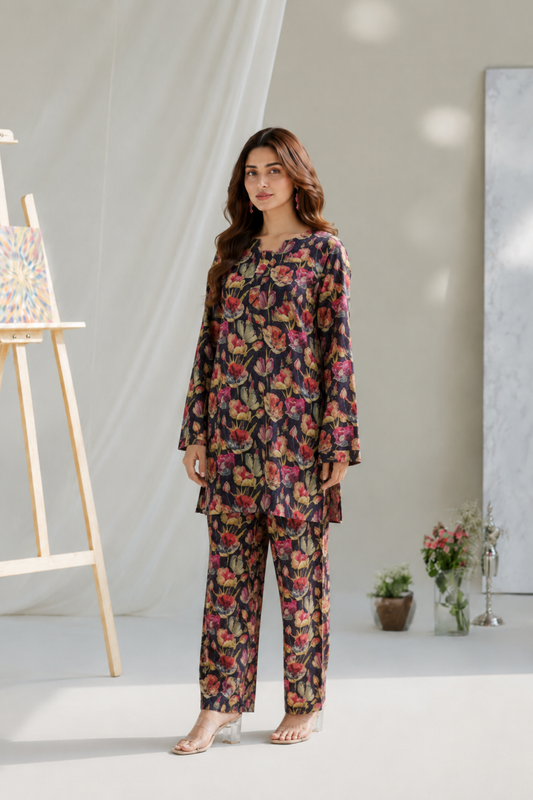 Bloom Noir 2pc Printed