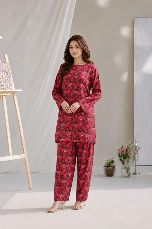 Ruby Floral 2pc Printed
