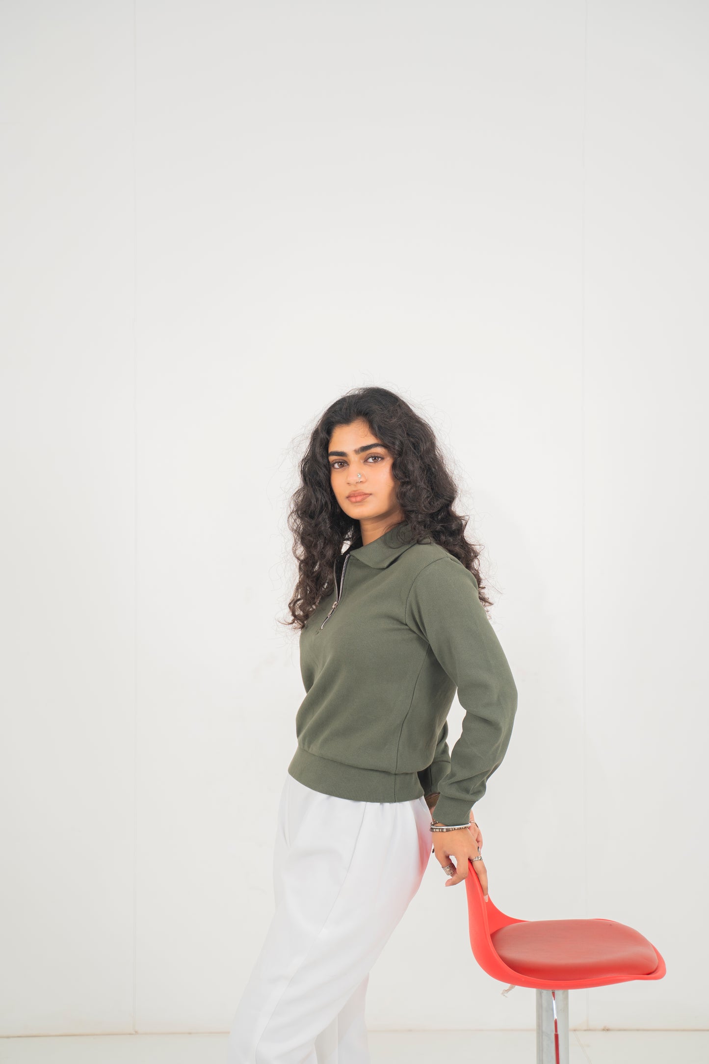Olive ribbed sweater