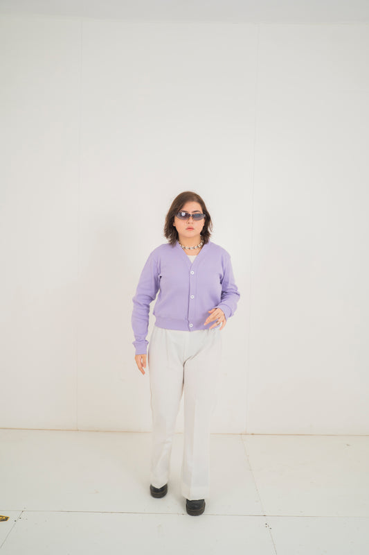 Lilac Ribbed Cardigan